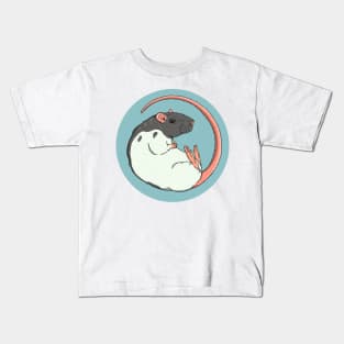 Grey Hooded Fancy Rat Illustration Kids T-Shirt